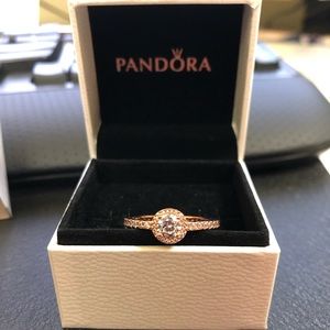 Pandora Classic Elegance Ring, Rose & Clear CZ 8.5